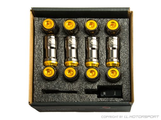 MX-5 Customized wheel lock set 16 pieces gold, M12 x 1.5
